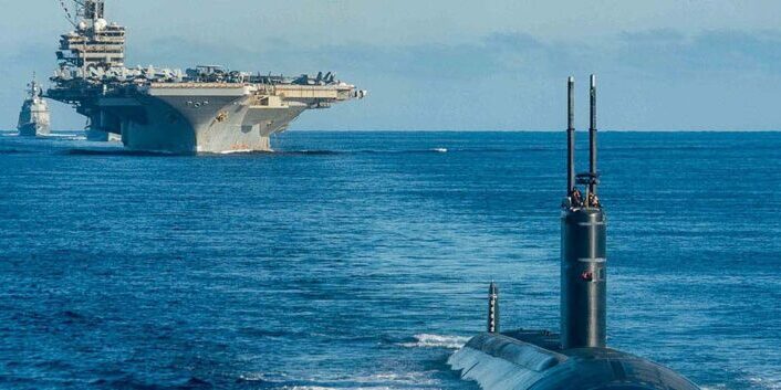 Aircraft Carrier and Submarine